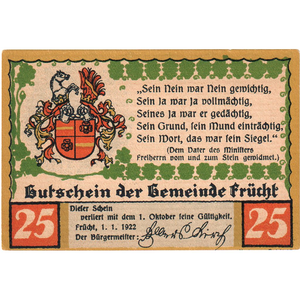 Alemania, Frücht, 25 Pfennig, 1922-10-01, SC