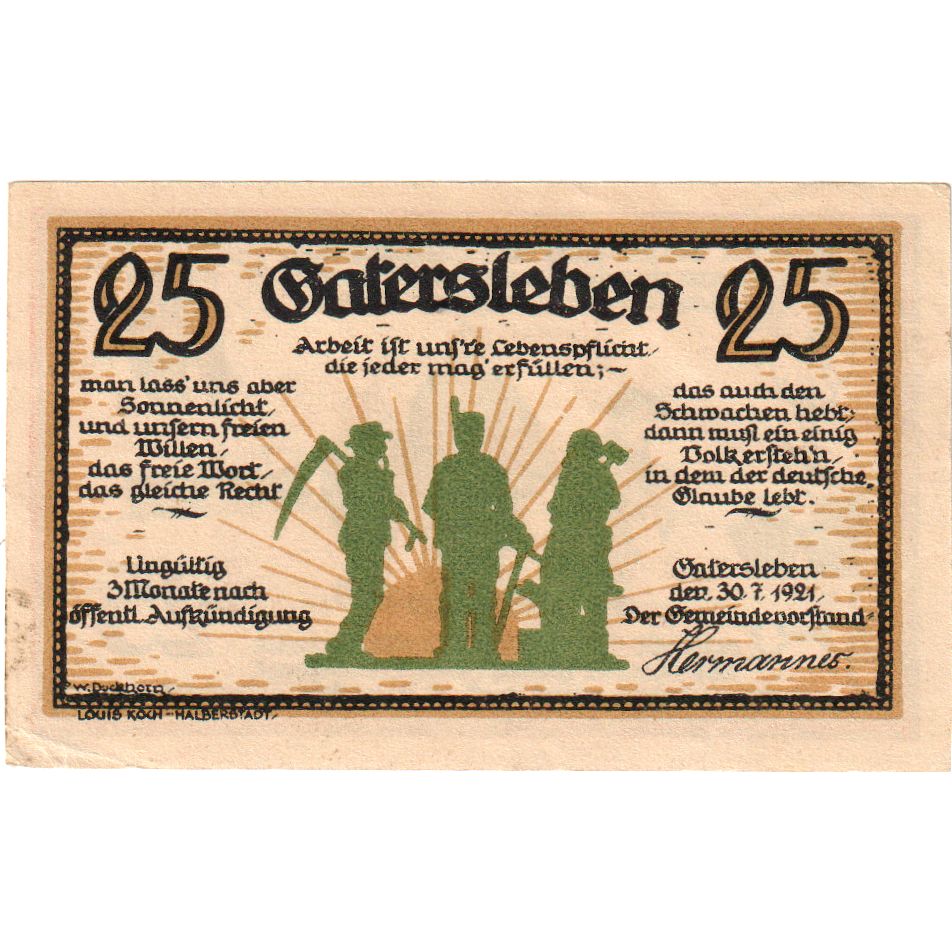 Alemania, Gatersleben, 25 Pfennig, 1921-07-30, SC