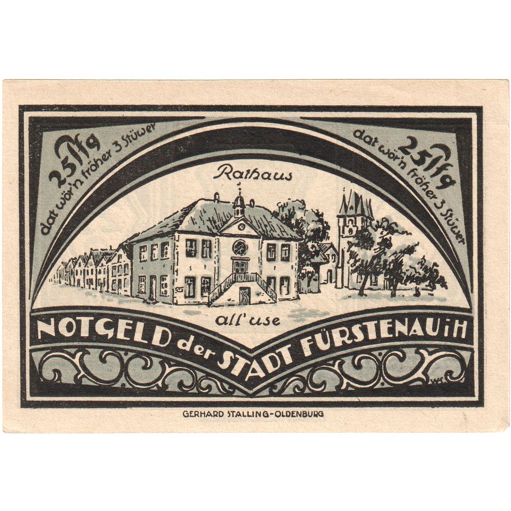 Alemania, Furstenau, 25 Pfennig, 1921-12-06, EBC