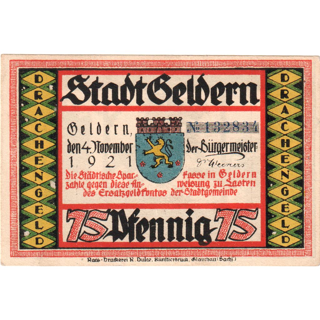 Niemcy, Geldern, 75 Pfennig, 1921-11-04, UNC(63)