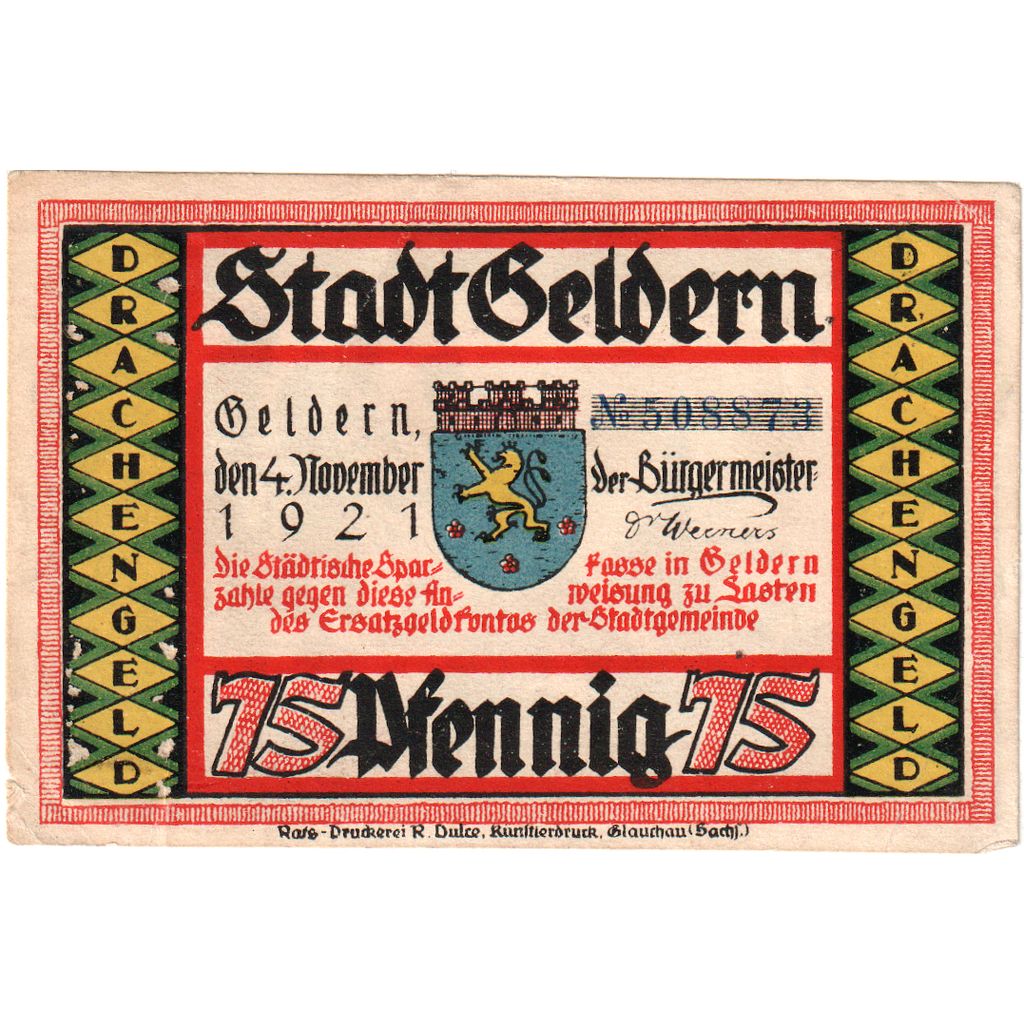 Deutschland, Geldern, 75 Pfennig, 1921-11-04, SS+