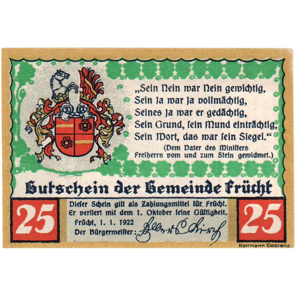 Alemania, Frücht, 25 Pfennig, 1922-10-01, SC