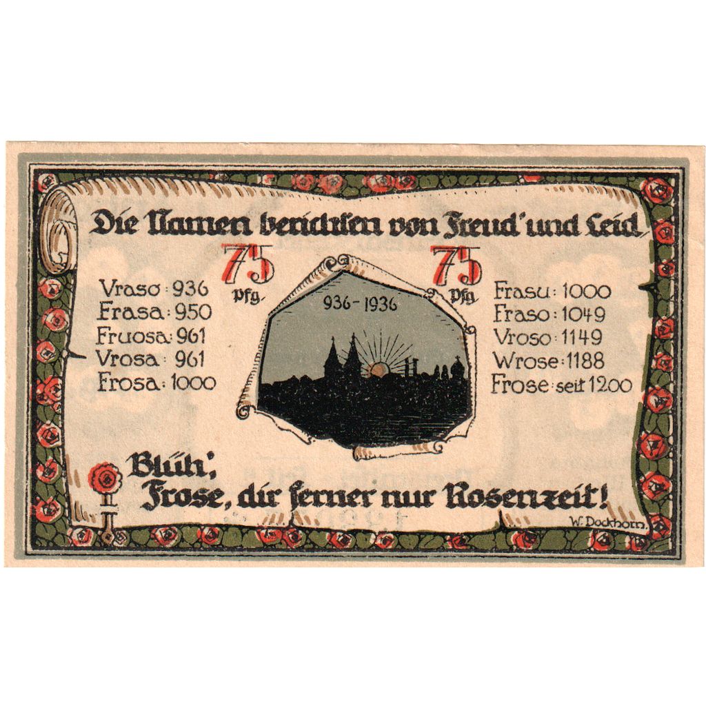 Alemania, Frose in Anhalt, 75 Pfennig, 1921-06-27, SC