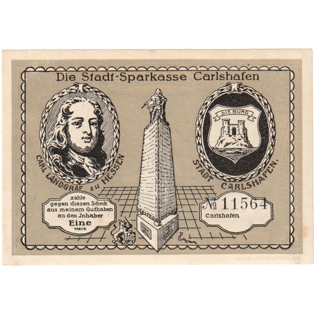 Deutschland, Carlshafen, 1 Mark, UNZ-