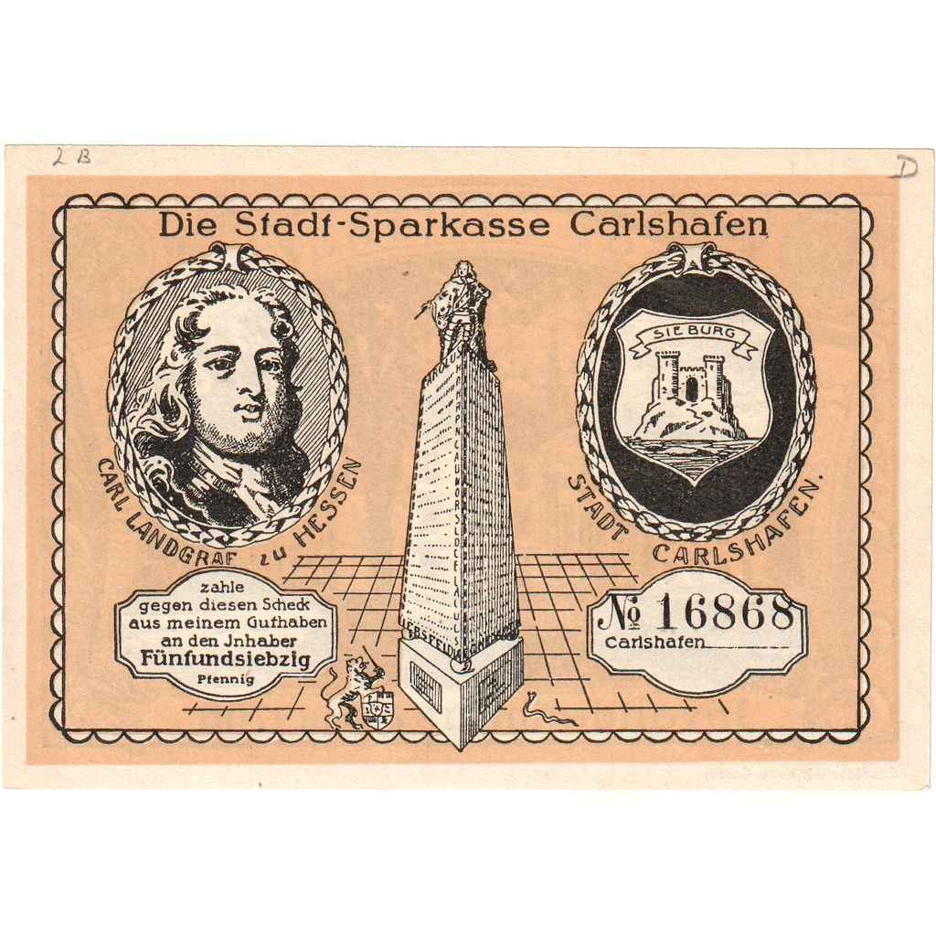 Deutschland, Carlshafen, 75 Pfennig, UNZ-