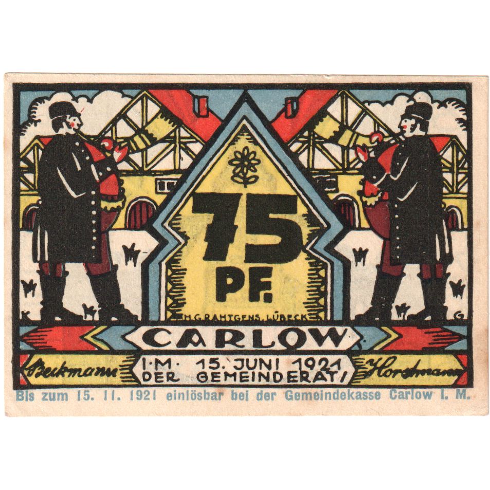 Niemcy, Carlow, 75 Pfennig, 1921-11-15, AU(55-58)
