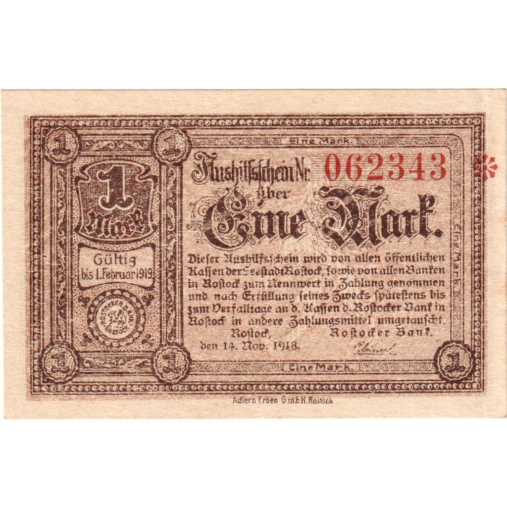 Deutschland, Rostock, 1 Mark, UNZ-