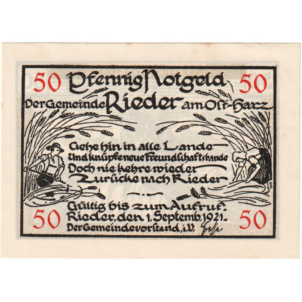 Alemania, Rieder, 50 Pfennig, 1921-09-01, EBC