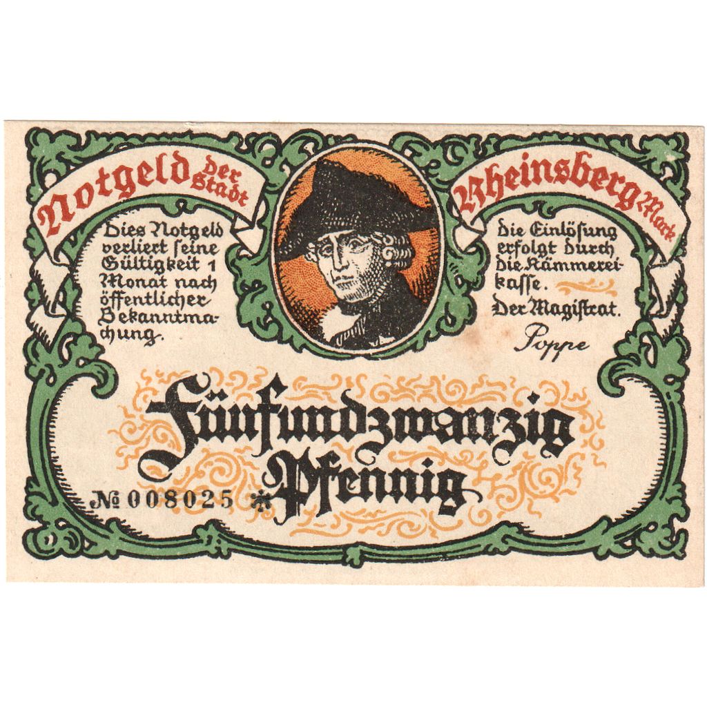 Alemania, Rheinsberg, 25 Pfennig, SC