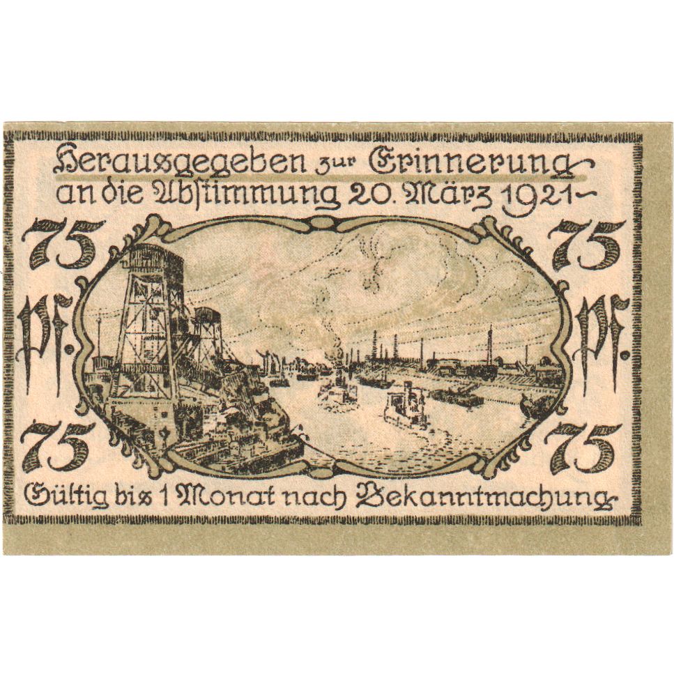 Alemania, Cosel, 75 Pfennig, 1921-04-01, SC