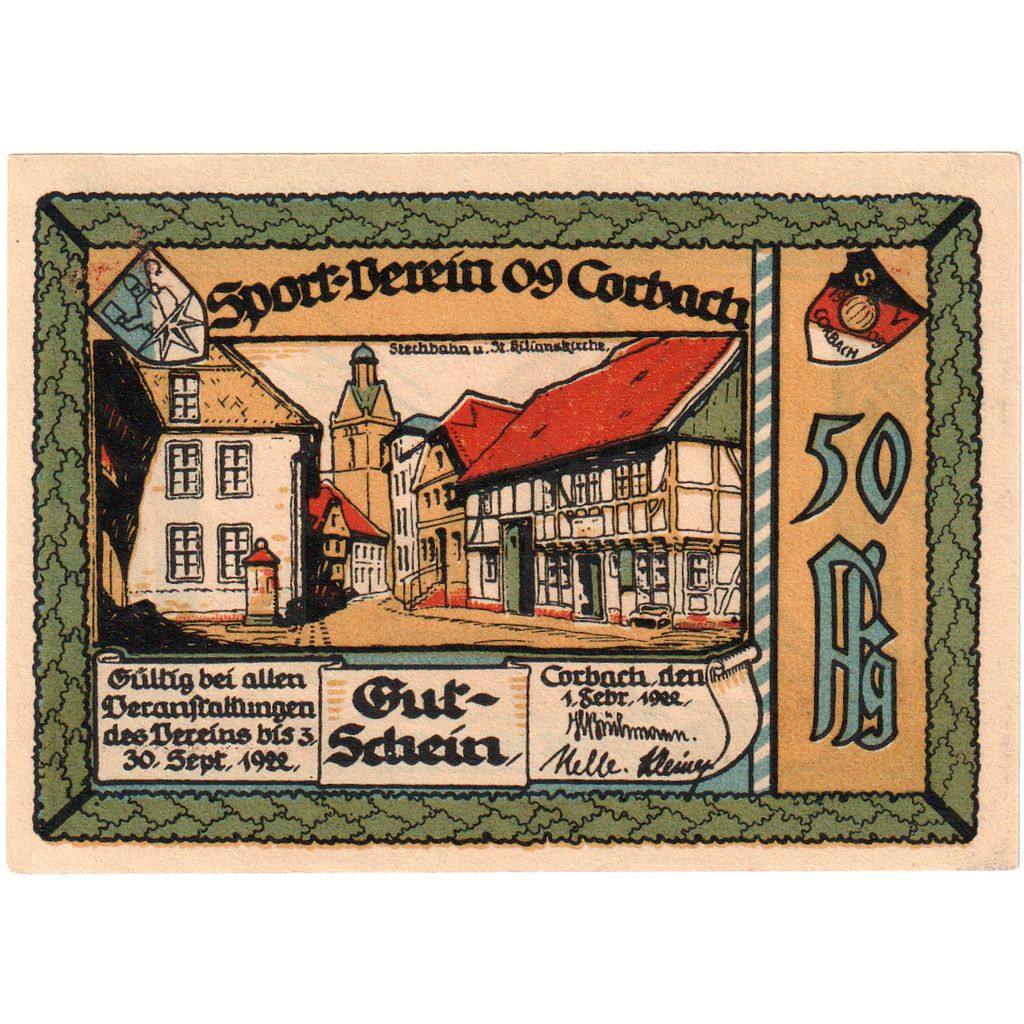 Deutschland, Corbach, 50 Pfennig, 1922-09-30, UNZ-