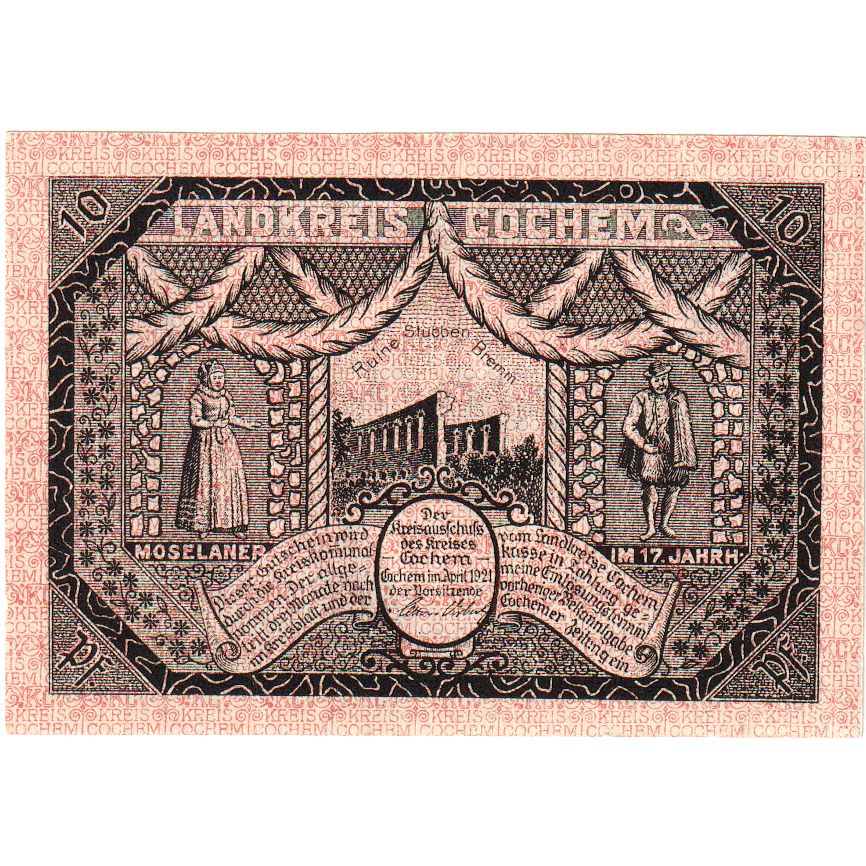 Niemcy, Cochem Landkreis, 10 Pfennig, UNC(63)