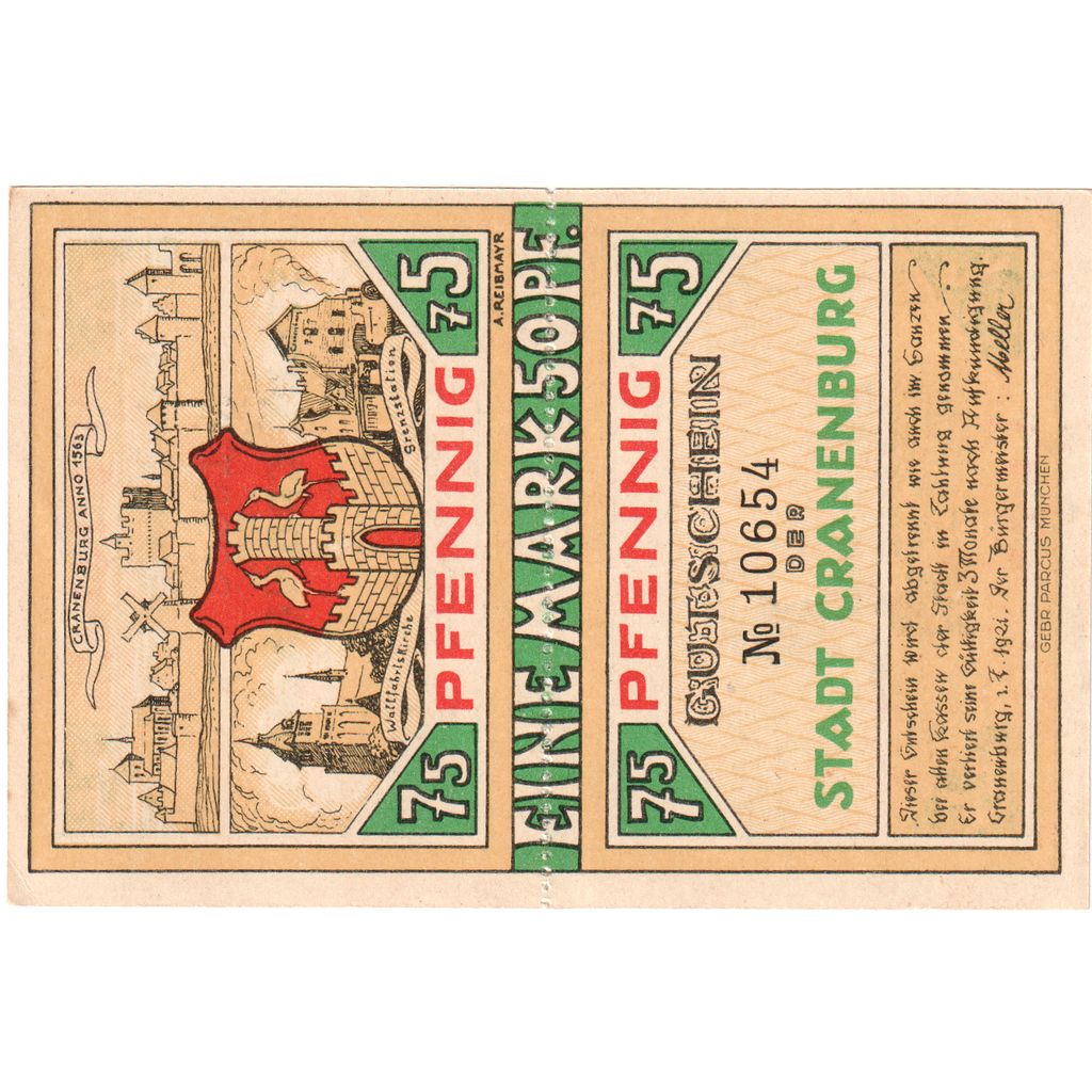 Germania, Cranenburg, 1.5 Mark, 1921-02-01, SPL