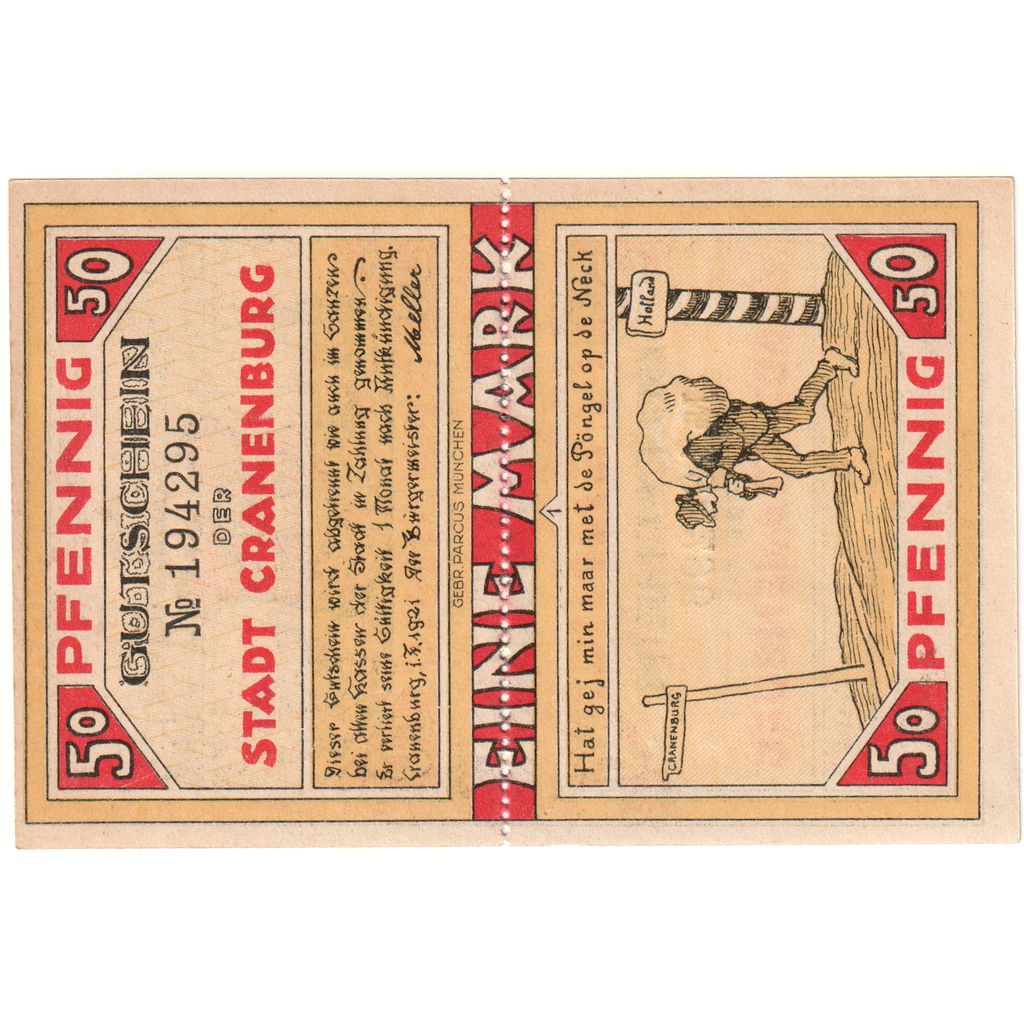 Alemania, Cranenburg, 1 Mark, 1921-02-01, SC