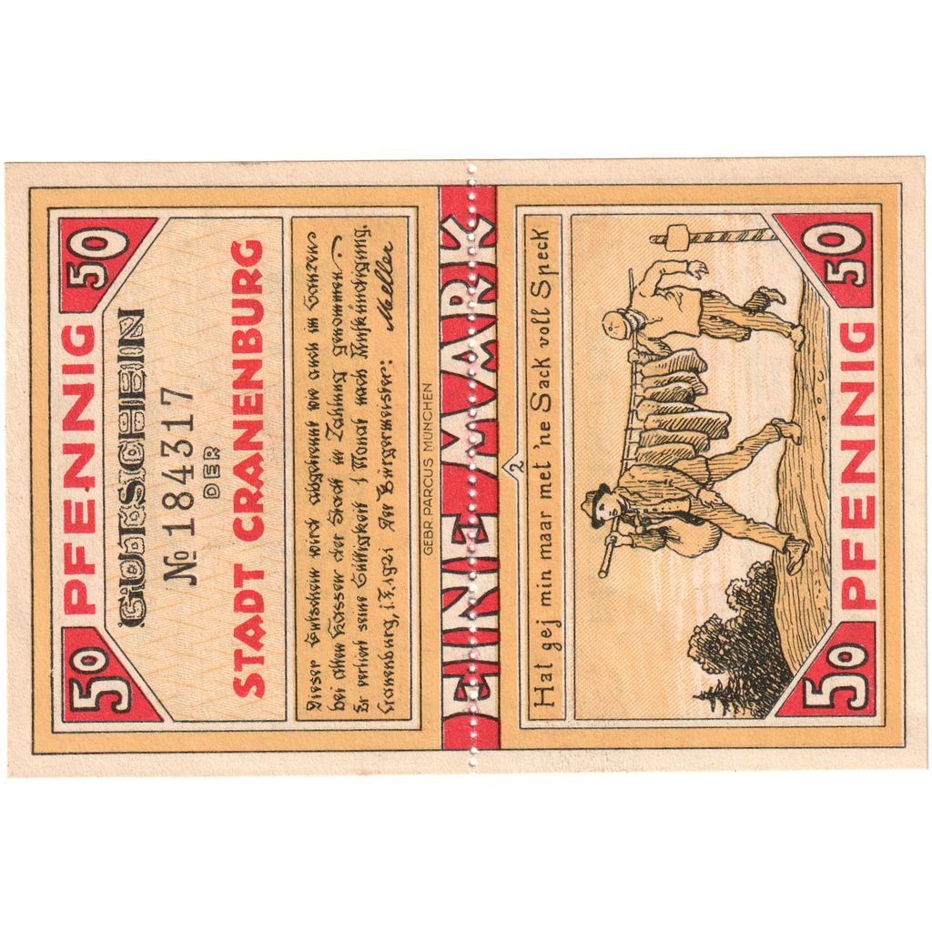 Alemania, Cranenburg, 1 Mark, 1921-02-01, SC