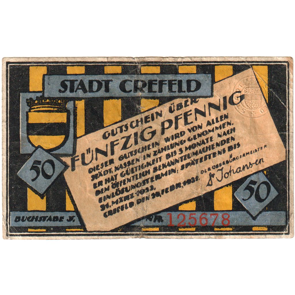 Alemania, Crefeld, 50 Pfennig, 1923-03-31, BC+