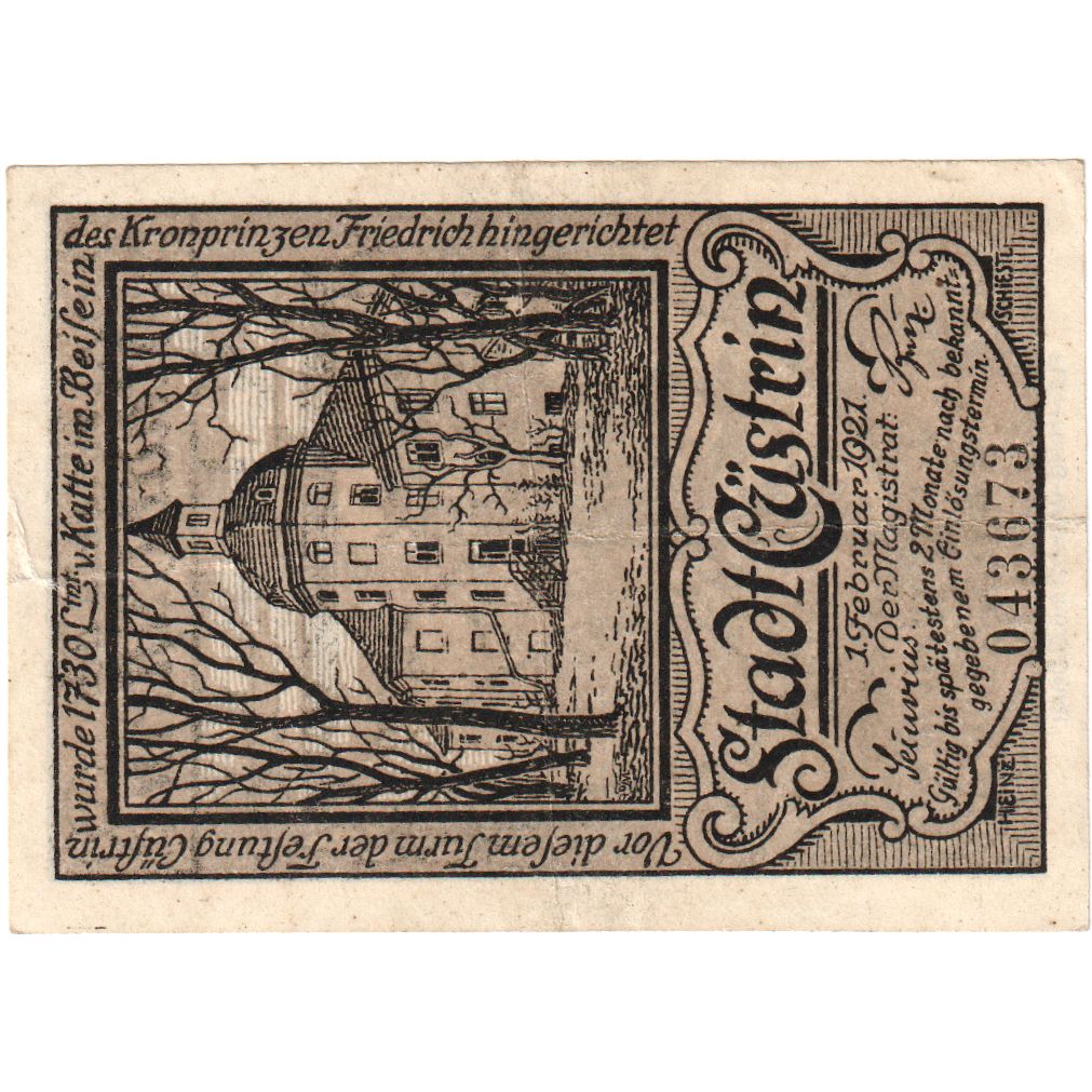 Alemania, Cüstrin, 50 Pfennig, 1921-02-01, MBC