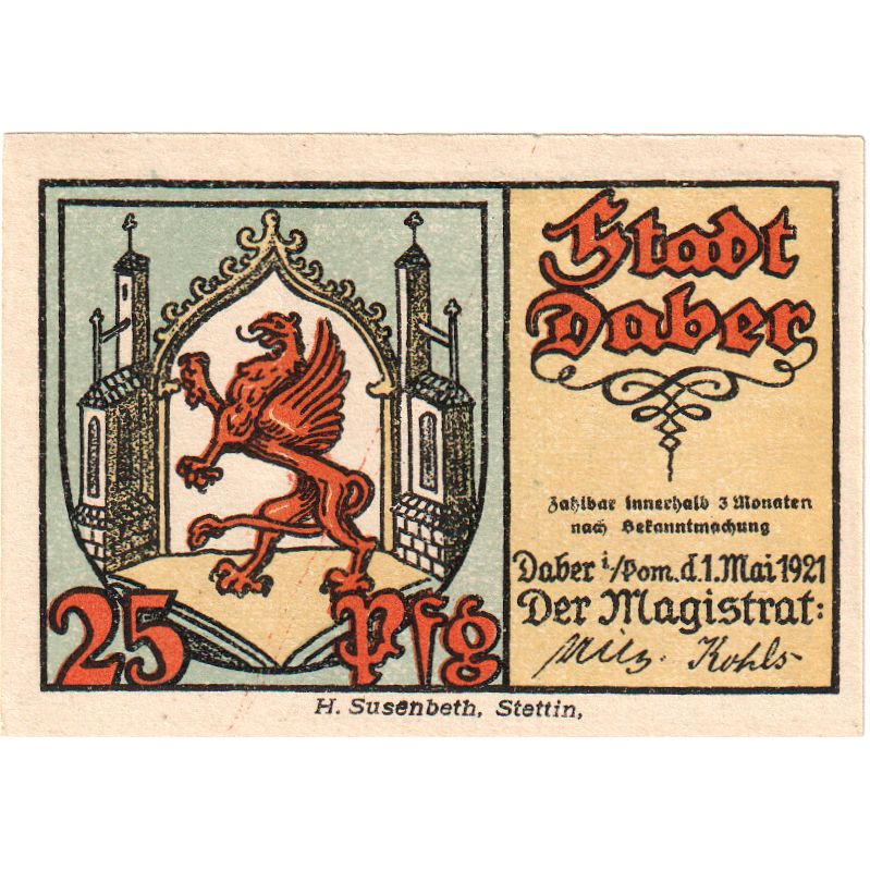 Alemania, Daber, 25 Pfennig, 1921-05-01, SC