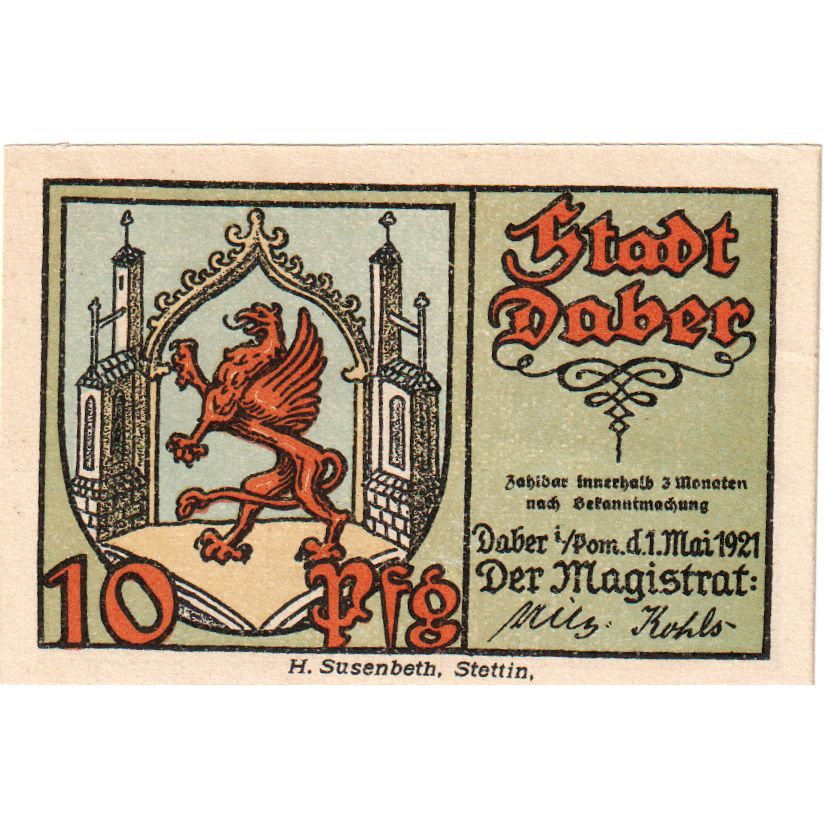 Alemania, Daber, 10 Pfennig, 1921-05-01, SC