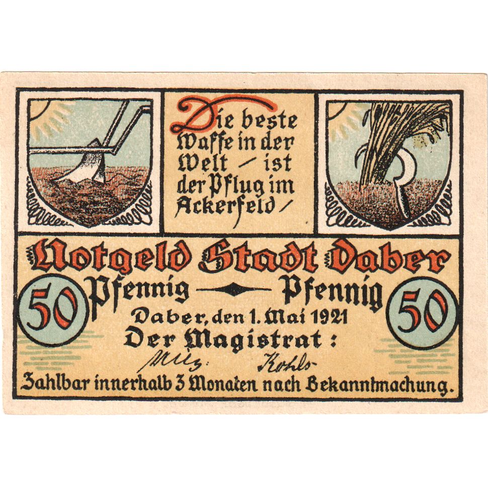 Alemania, Daber, 50 Pfennig, 1921-05-01, SC