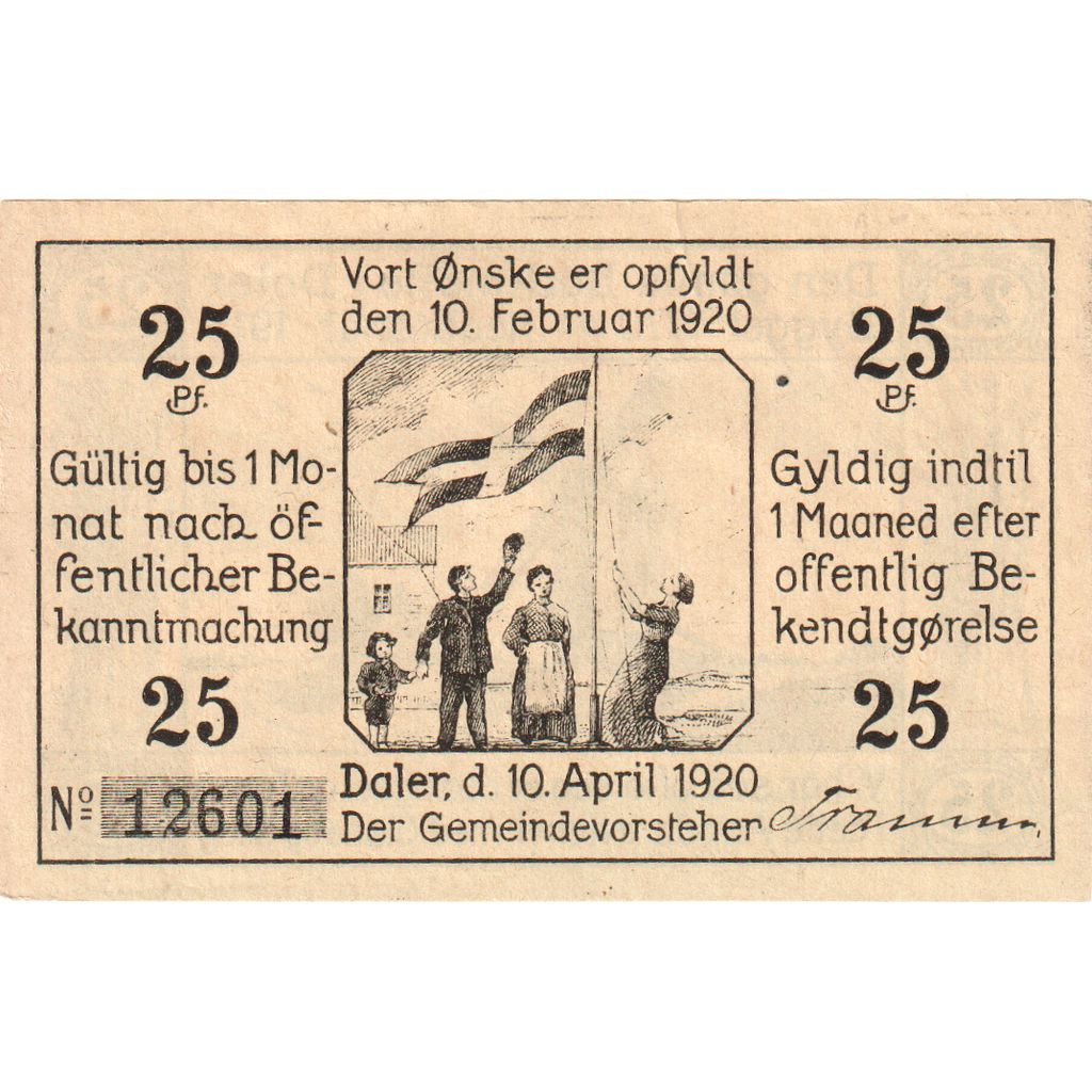 Alemania, Daler, 25 Pfennig, 1920-04-10, EBC