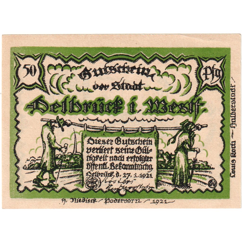 Deutschland, Delbruck, 50 Pfennig, 1927-01-27, UNZ-