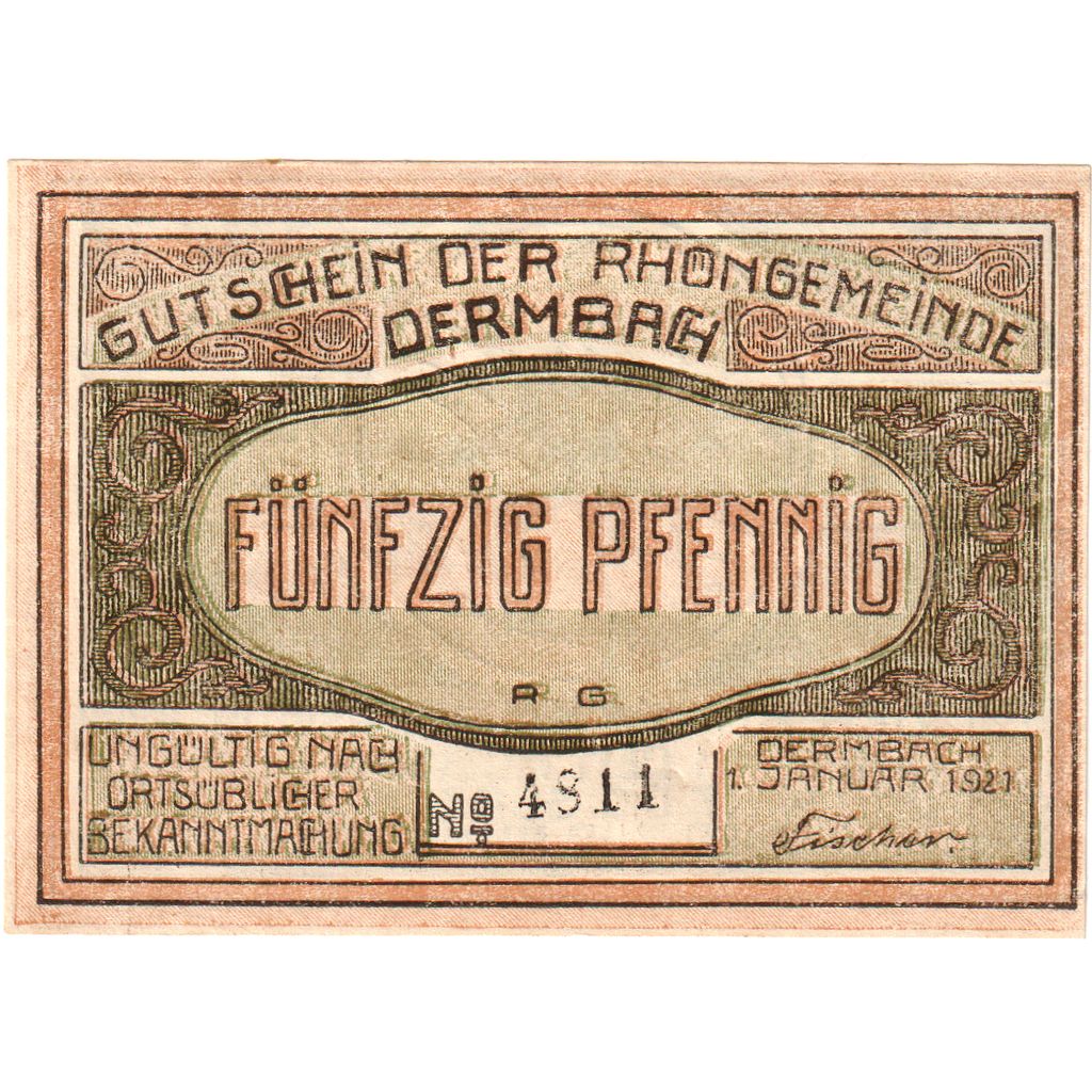 Alemania, Dermbach, 50 Pfennig, 1921-01-01, SC