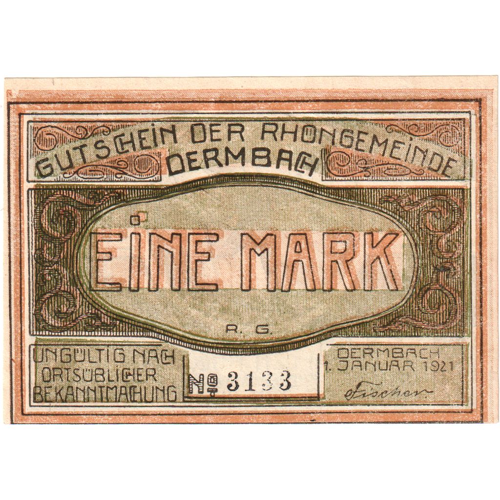 Alemania, Dermbach, 1 Mark, 1921-01-01, SC
