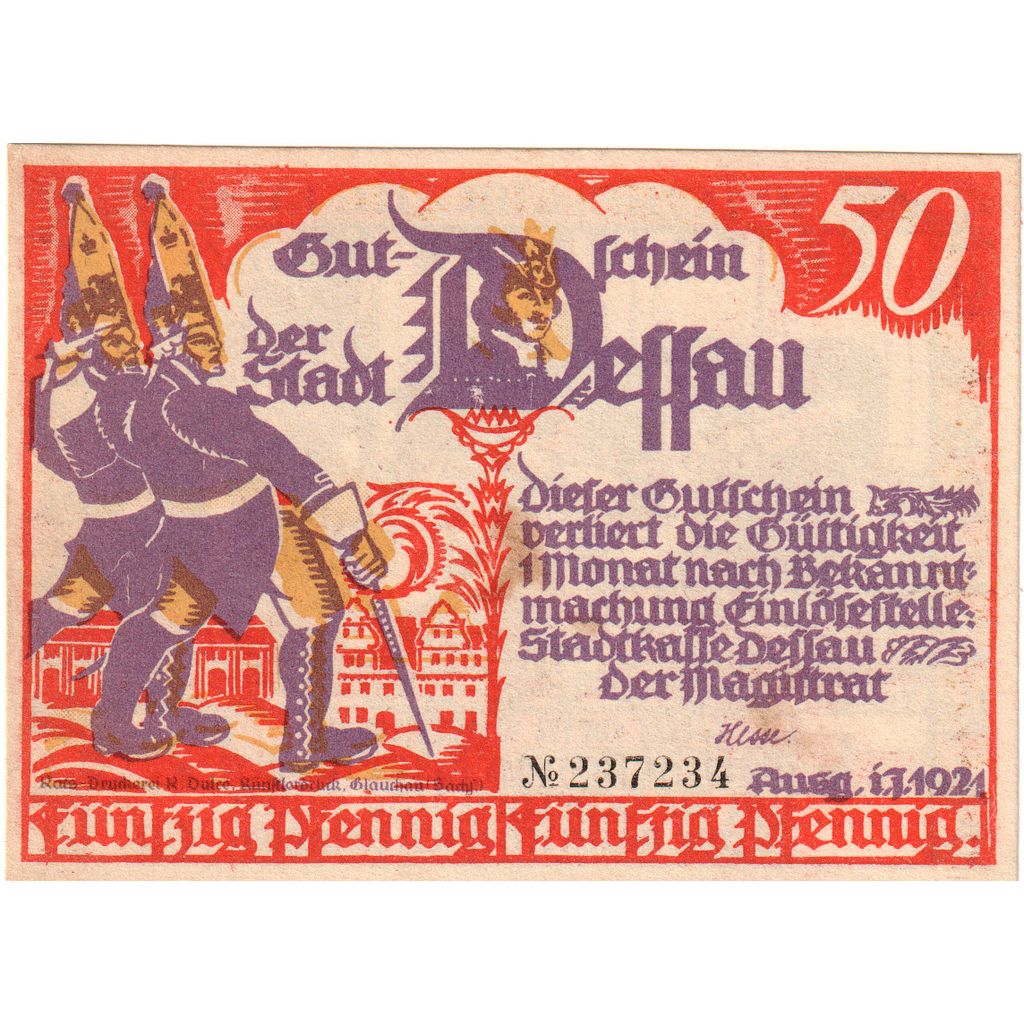 Alemania, Dessau, 50 Pfennig, 1921-07-01, EBC