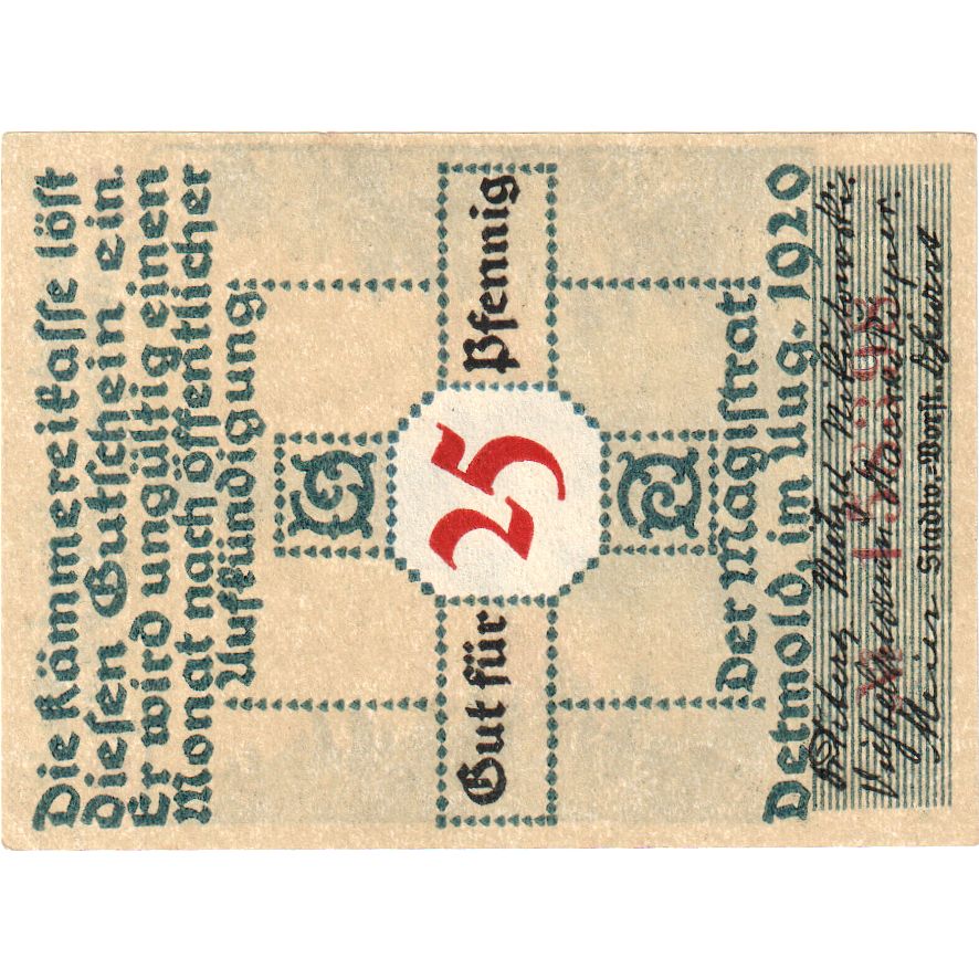 Alemania, Detmold, 25 Pfennig, SC