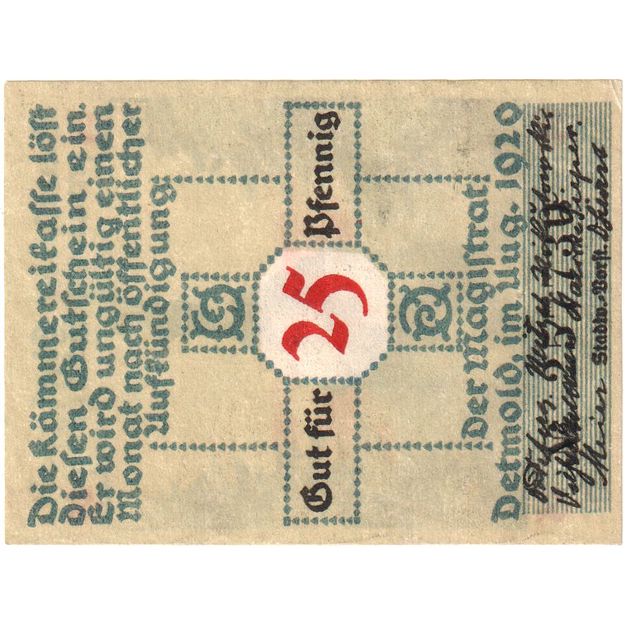 Alemania, Detmold, 25 Pfennig, SC