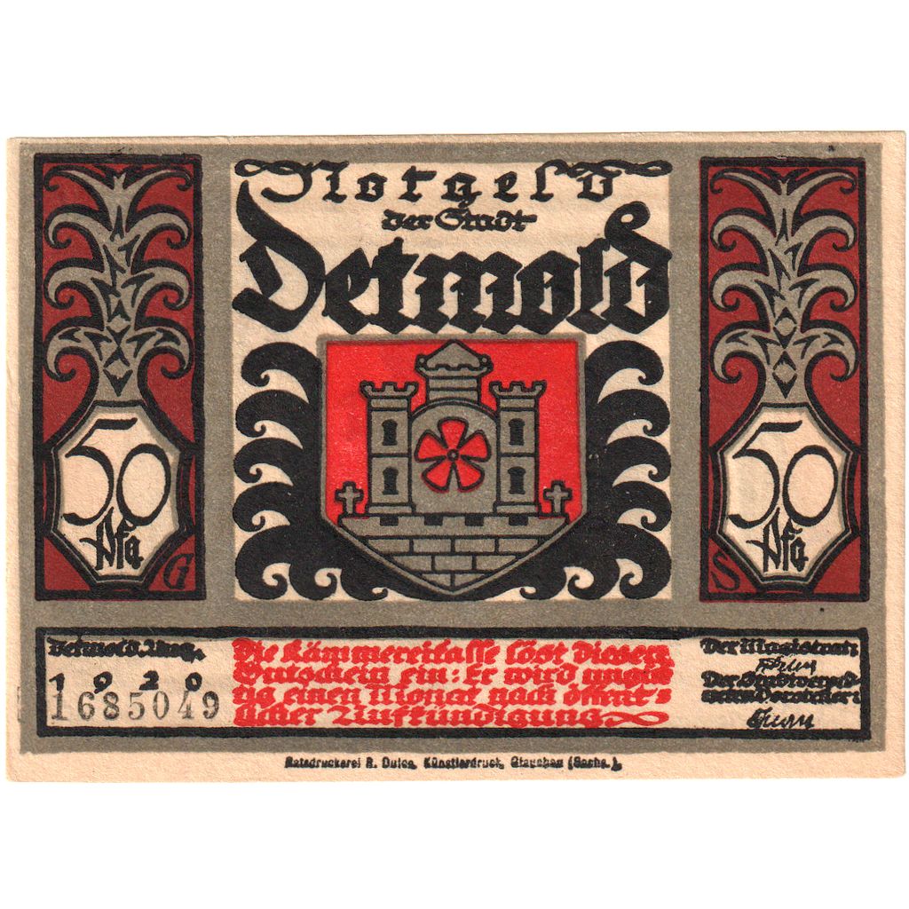 Duitsland, Detmold, 50 Pfennig, SPL