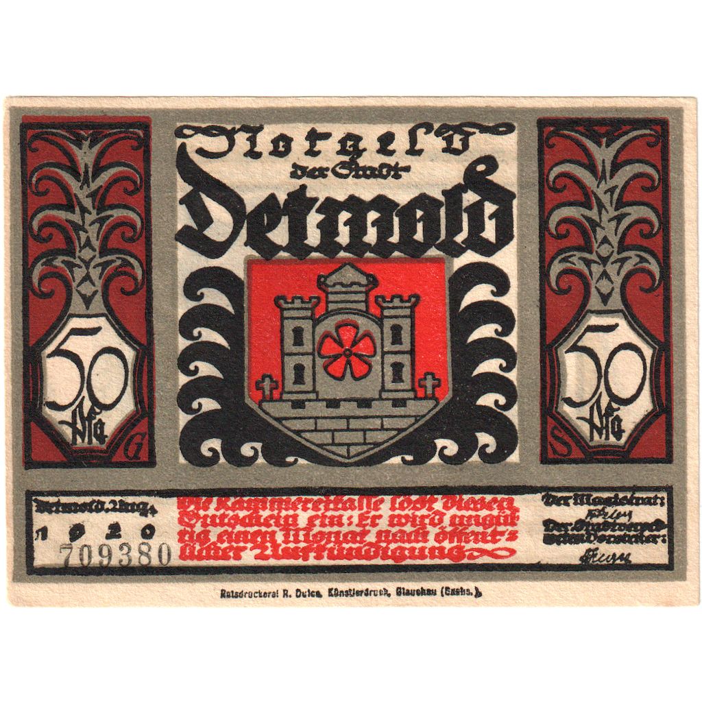 Deutschland, Detmold, 50 Pfennig, UNZ-