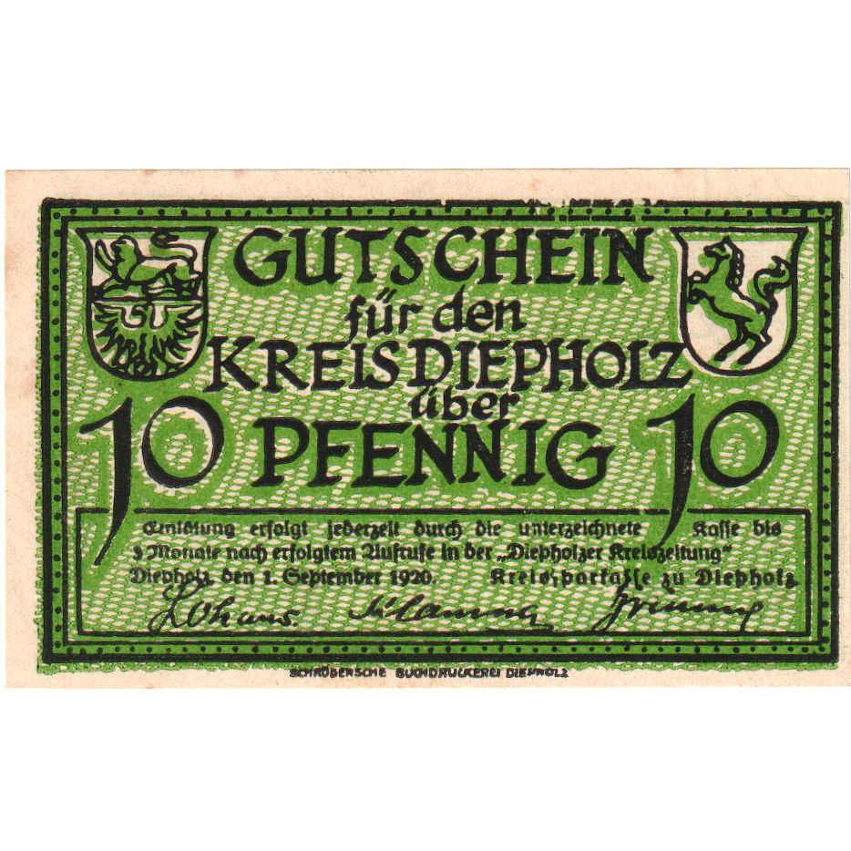 Alemania, Diepholz, 10 Pfennig, 1920-09-01, EBC