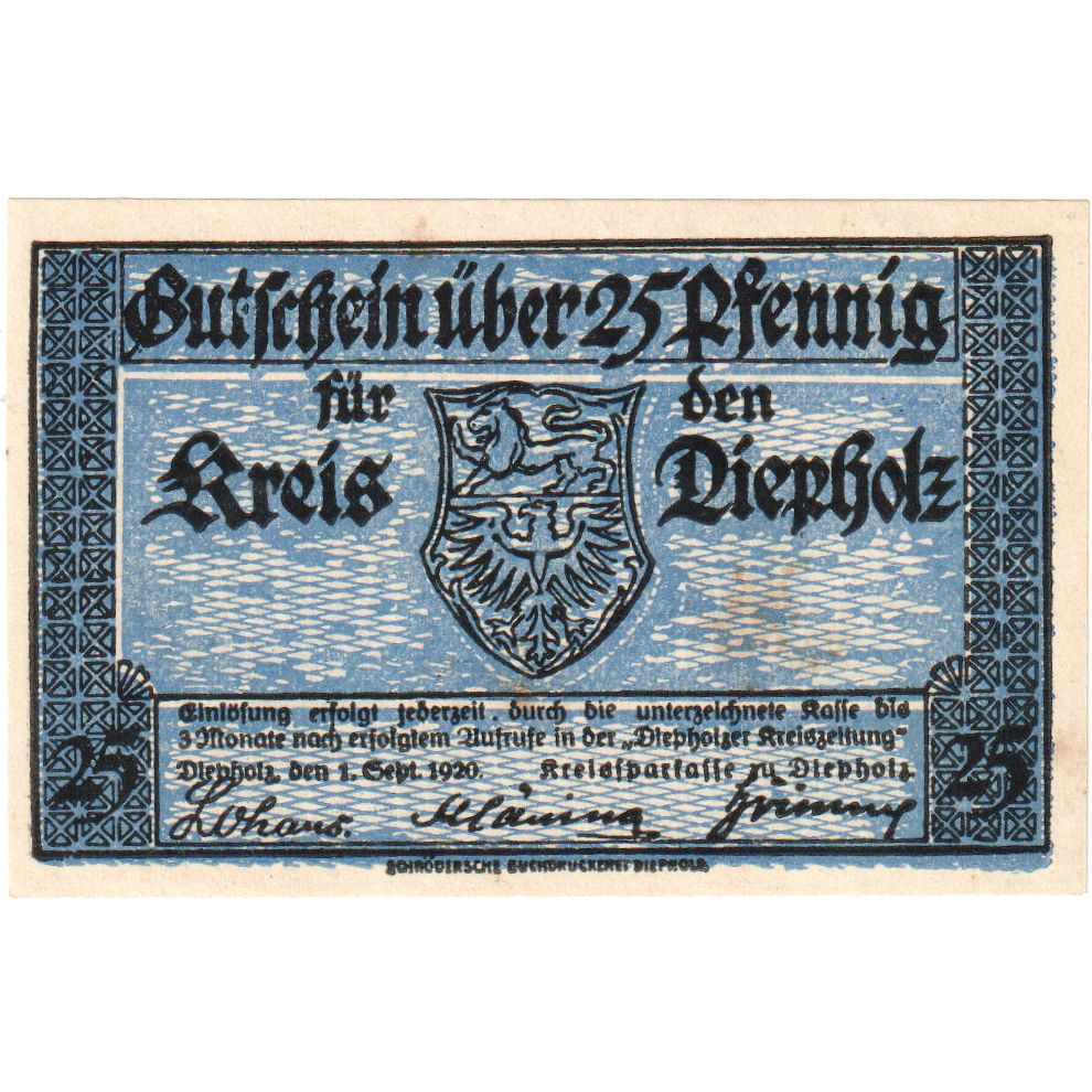 Alemania, Diepholz, 25 Pfennig, 1920-09-01, SC