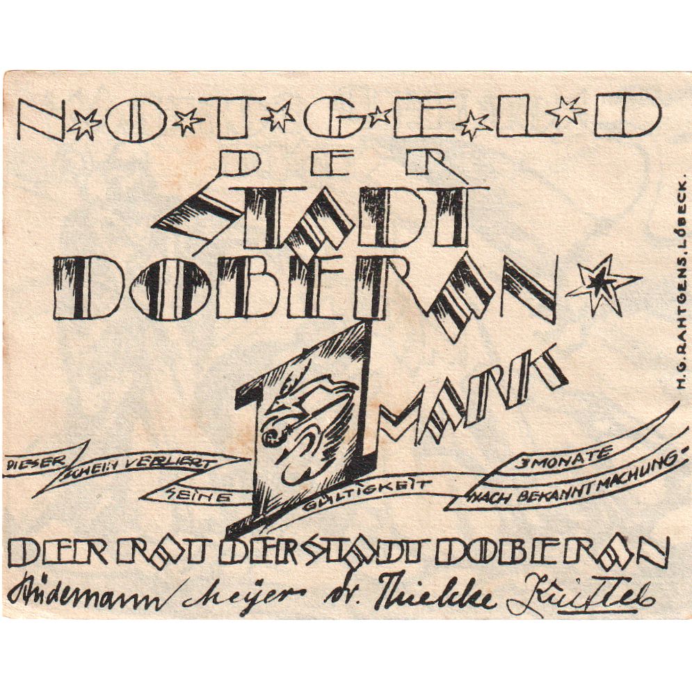 Deutschland, Doberan, 1 Mark, UNZ-