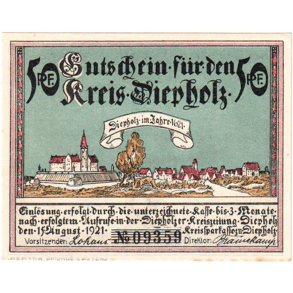 Deutschland, Diepholz, 50 Pfennig, 1921-08-15, UNZ-
