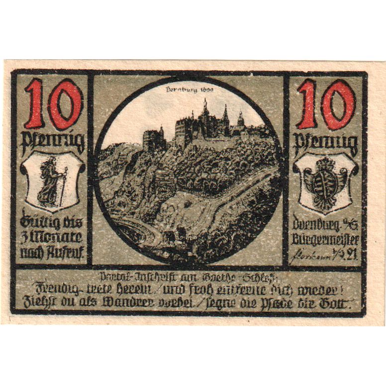 Deutschland, Dornburg, 10 Pfennig, 1921-09-01, UNZ-