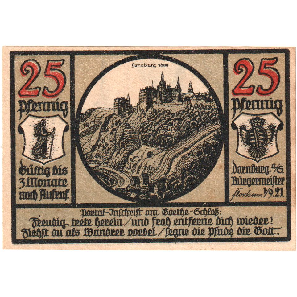 Deutschland, Dornburg, 25 Pfennig, 1921-09-01, VZ