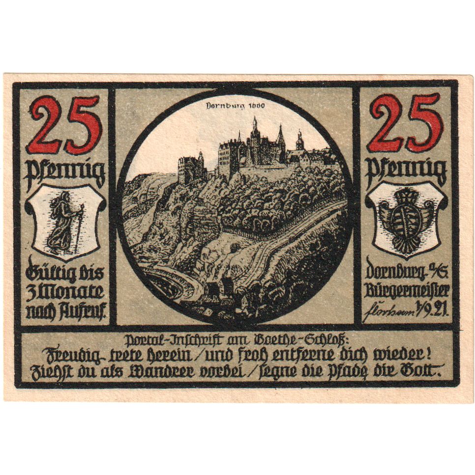 Germany, Dornburg, 25 Pfennig, 1921-09-01, UNC(63)