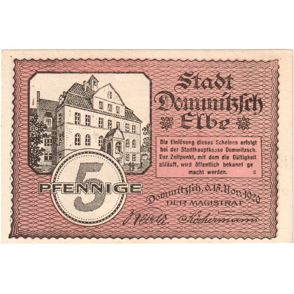 Duitsland, Dommitzsch, 5 Pfennig, SPL