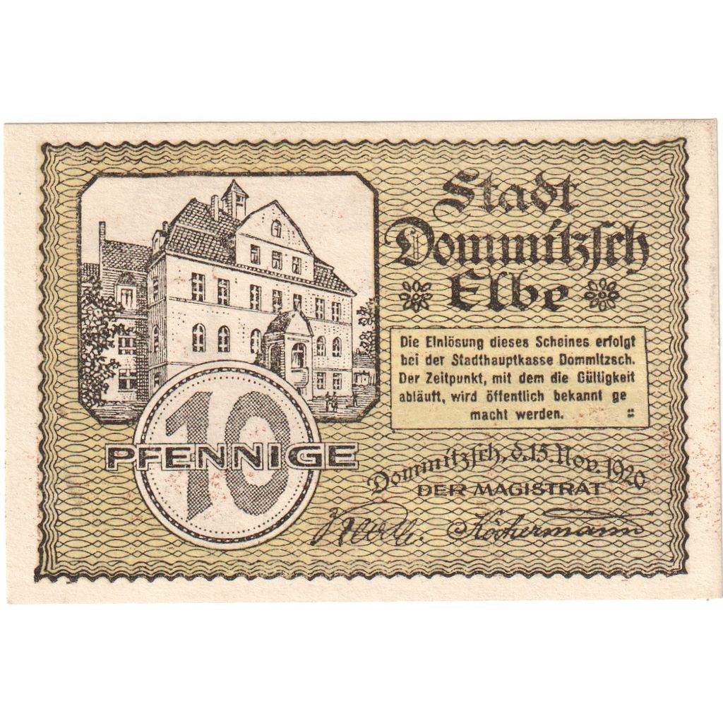 Duitsland, Dommitzsch, 10 Pfennig, SPL