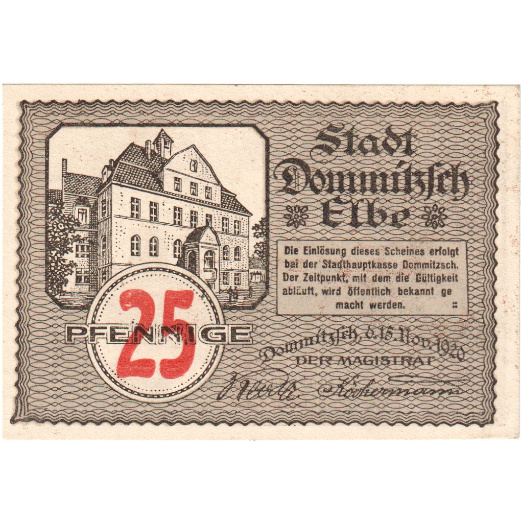 Duitsland, Dommitzsch, 25 Pfennig, SPL