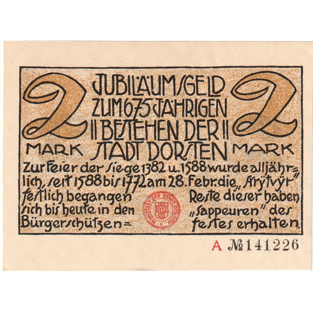 Deutschland, Dorsten, 2 Mark, UNZ-