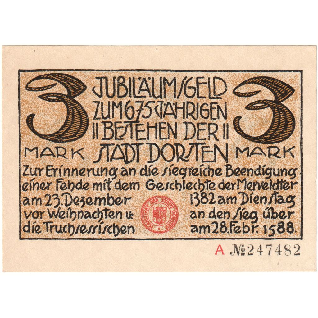 Alemania, Dorsten, 3 Mark, SC