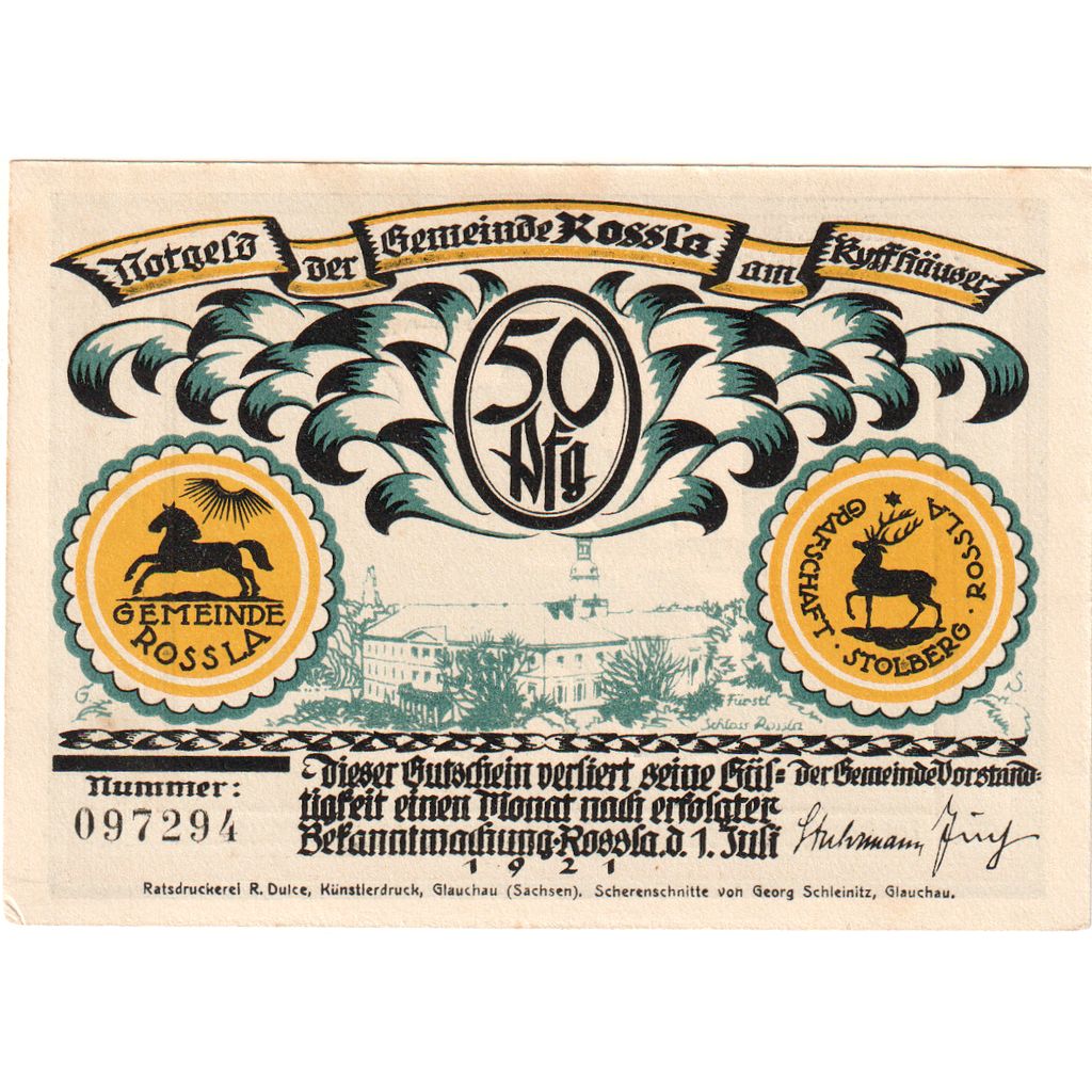 Alemania, Rossla am Kyffhaüser, 50 Pfennig, 1921-07-01, SC