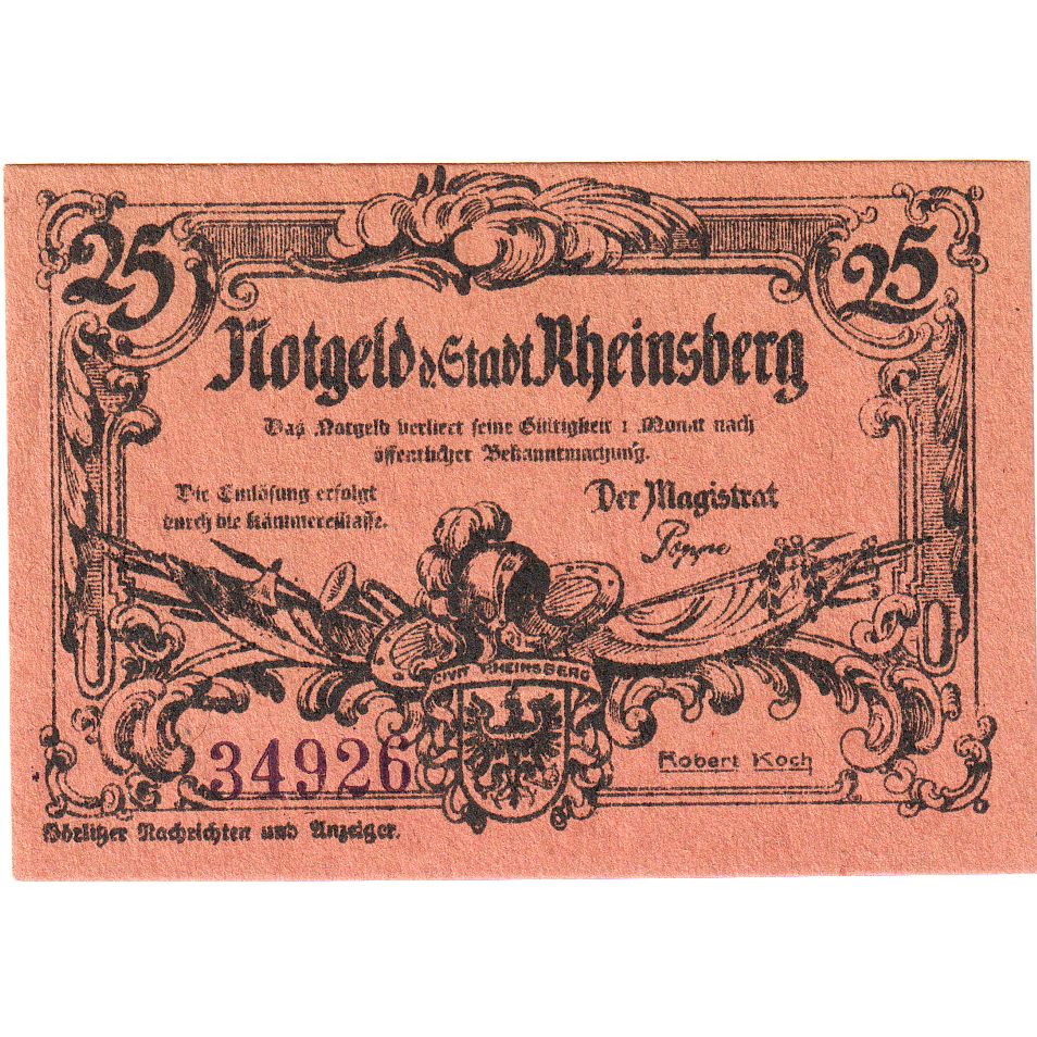 Alemania, Rheinsberg, 25 Pfennig, SC