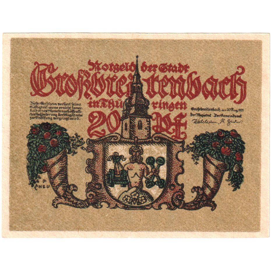 Allemagne, Grossbreitenbach, 20 Pfennig, SPL