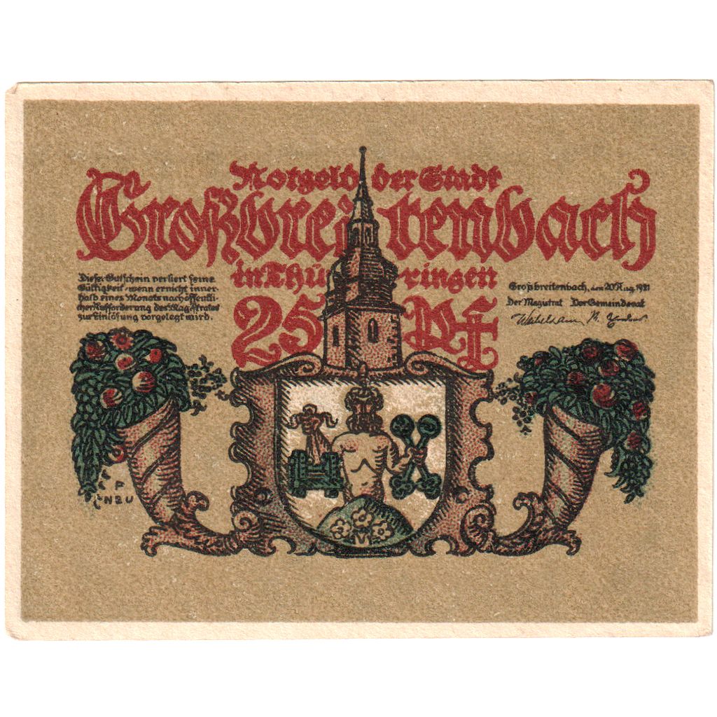 Duitsland, Grossbreitenbach, 25 Pfennig, SPL