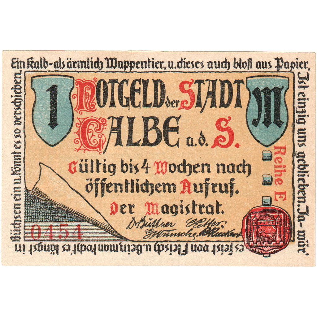 Deutschland, Calbe, 1 Mark, UNZ-